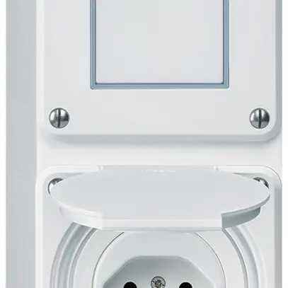 Combinaison AP Hager robusto I-I verticale 3/1L+type 13, blanc 