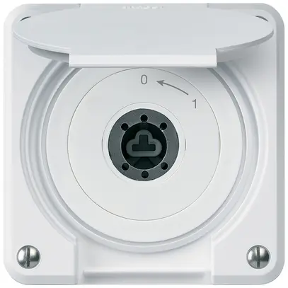 Contatto rotativo a chiave INC robusto IP55 bianco c.operchio senza cilindro 2P 