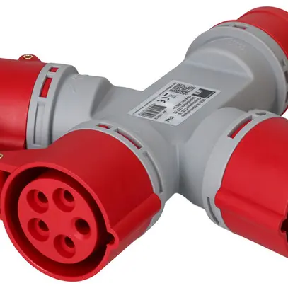 Deviatore incrociato MH 1×spina CEE 16A 3×presa CEE 16A rosso 400V IP44 