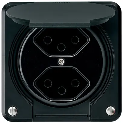 Prise ENC robusto 2×type 13 noir 