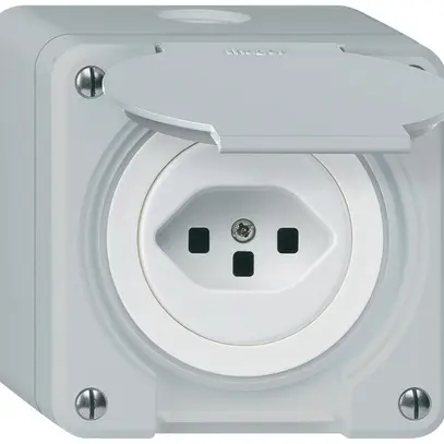 Prise AP robusto type 23 gris avec bornes à fiches 