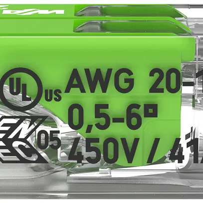 Verbindungsklemme WAGO Green Range 2L 0.5…6mm² mit Hebel gn Transparent 