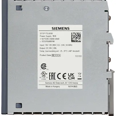 Alimentazione Siemens SITOP PSU4200 IN: 120/240VAC OUT: 24VDC/20A 480W 