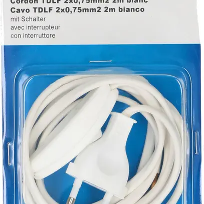 Câble de raccordement MH PVC 2.5A 230V 2×0.75mm² T26-libre a.interrupteur 2m bc 